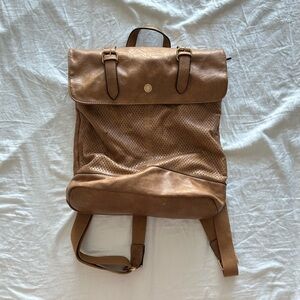 Brown leather backpack